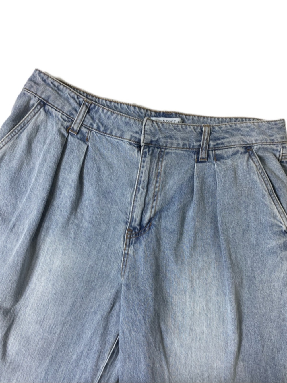 AND NOW THIS Light Wash Baggy High Rise Pleated Wide Leg Denim Jeans 31 - Picture 7 of 12